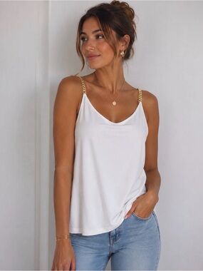 Women's White Chain-Strap Camisole
